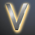Backlit Illuminated LED House Numbers For Outside 16 Inch, Lighted Address Signs For House, Large Modern Illuminated Address Number, Brushed Silver, Warm White Light,V