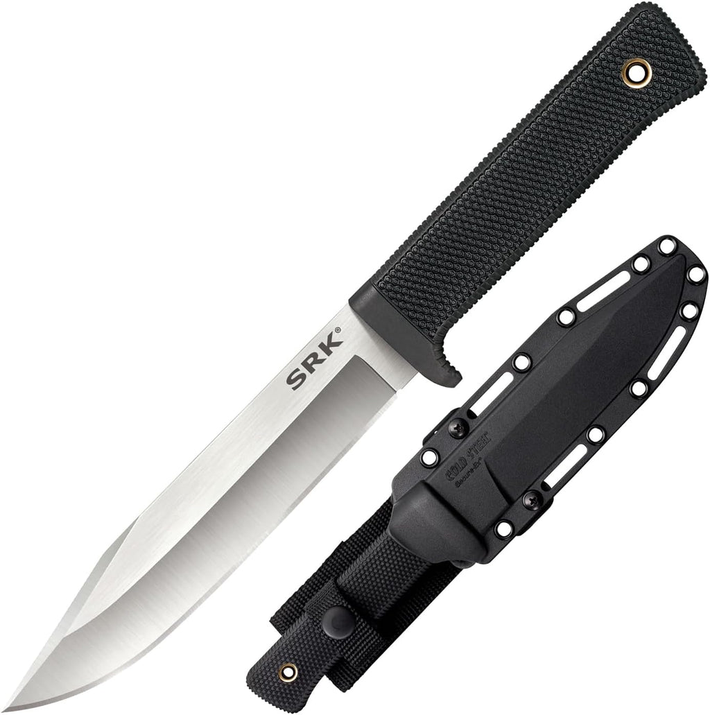 COLD STEEL SRK 6' CPM 3V Clip Point Razor-Sharp Blade 4.75' Kray-Ex Durable Handle Tactical Fixed Blade Knife w/Secure-Ex Sheath