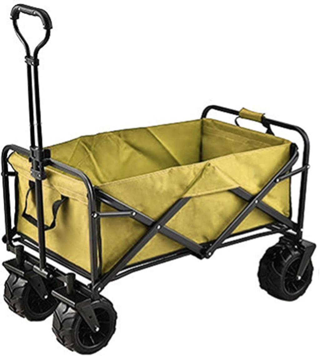 Bgarden Carts,Collapsible Wagon,Sports Outdoor Utility Wagon Folding Garden Wagon Sports Steel Frame Foldable Yard Car with Side Pockets Beach Wheel Camping Cart Bearing 100Kg
