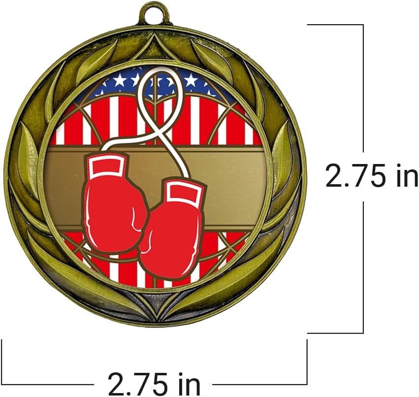 All Quality Boxing Wreath Design Medal - 1st, 2nd, 3rd Place