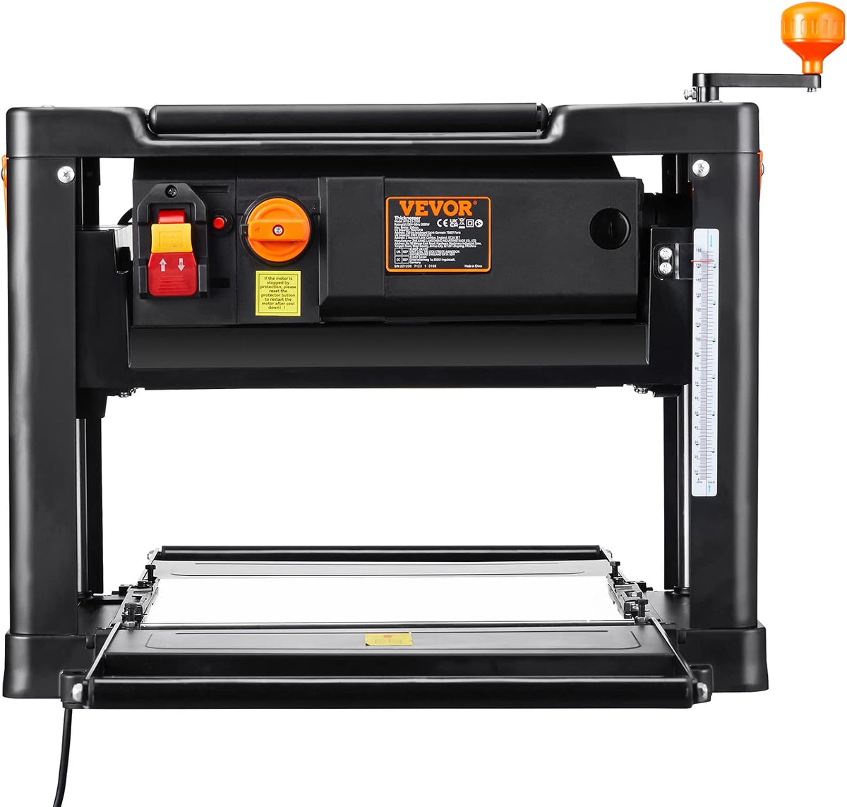 VEVOR Power Benchtop Planers, Three-Blade, Two Speed, 13' Width Worktable Thickness Planer with Extended Infeeding Table, Low Noise for both hard & soft wood material removal