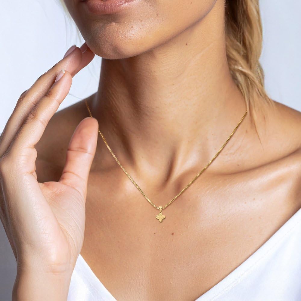 IceCarats 14K Solid Yellow Gold Small Four Way Cross Pendant Necklace 13.5mm 1/2 inch Polished For Her