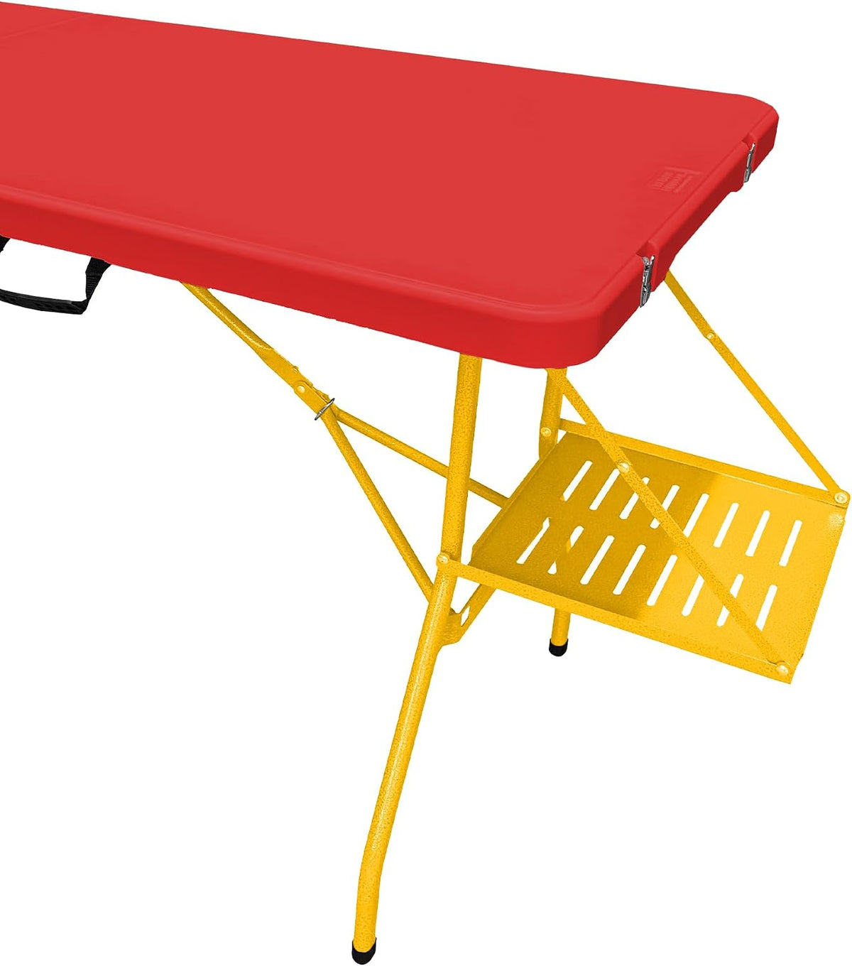 Creative Outdoor Folding Table and Chairs, 6 Ft, Built-in Wheels, Portable Durable Plastic (Red & Yellow)