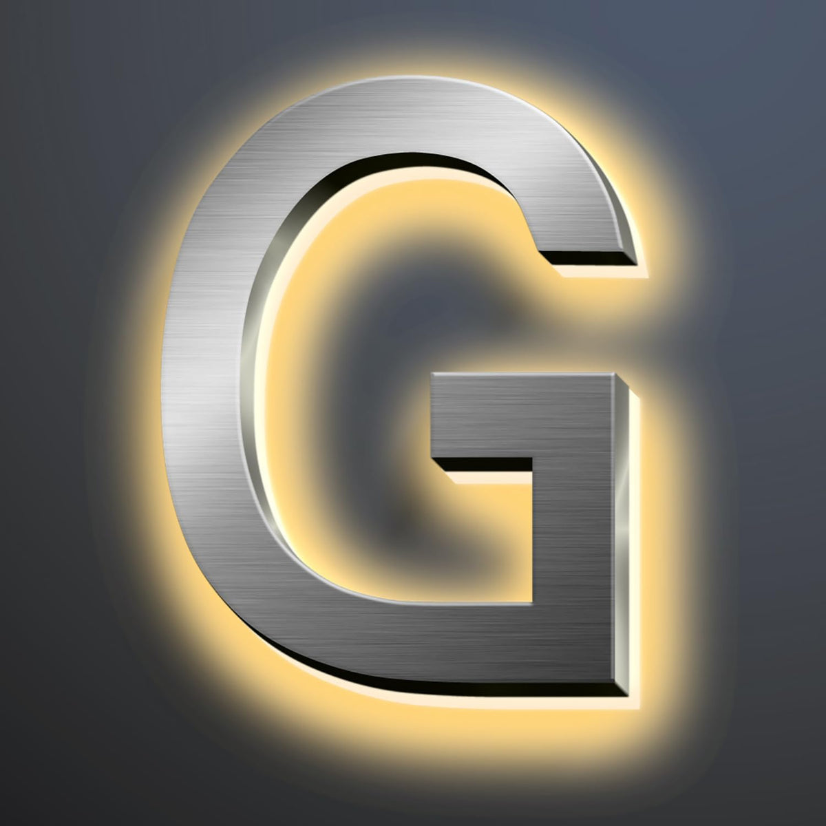 Backlit Illuminated LED House Numbers For Outside 16 Inch, Lighted Address Signs For House, Large Modern Illuminated Address Number, Brushed Silver, Warm White Light,G