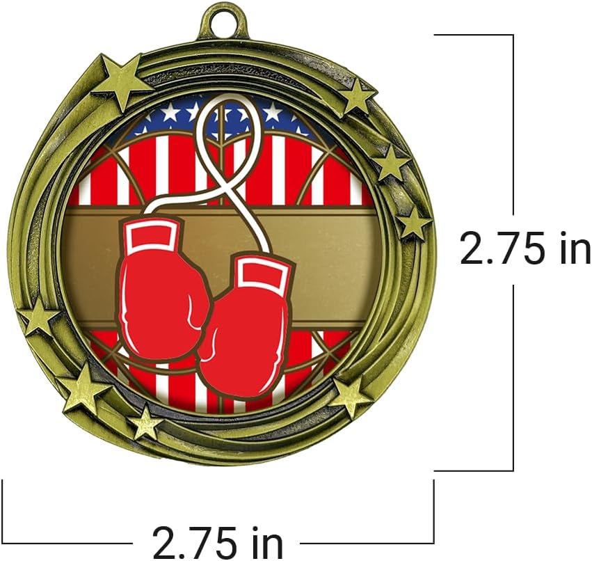 All Quality Boxing Swirling Stars Design Medal - 1st, 2nd, 3rd Place