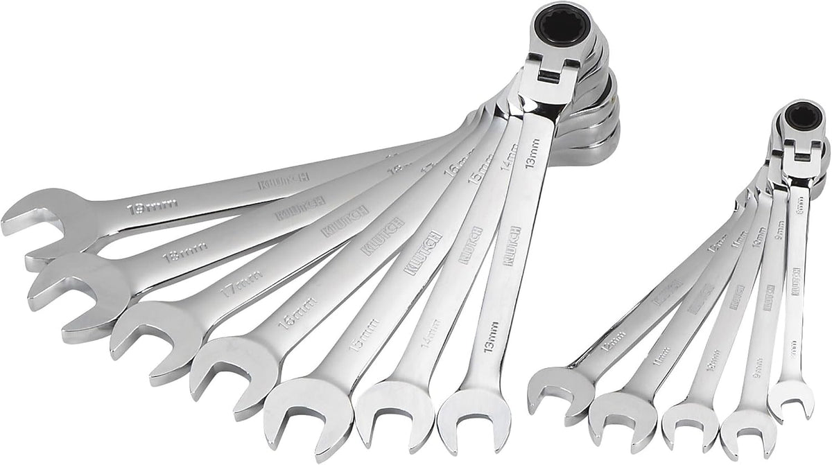 Klutch Flex Ratchet Wrench Set - 12-Pc. Metric, 8mm-19mm