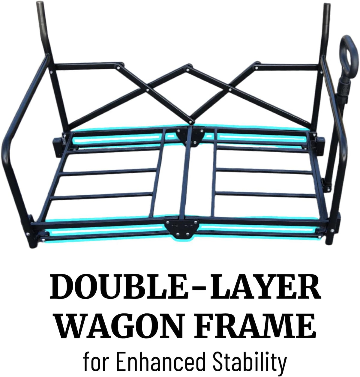 Beach Wagon Chair for Adults, Foldable Cart Converts to 2-Person Sofa, 2-in-1 Wagon Bench Love Seat Combo, Blue