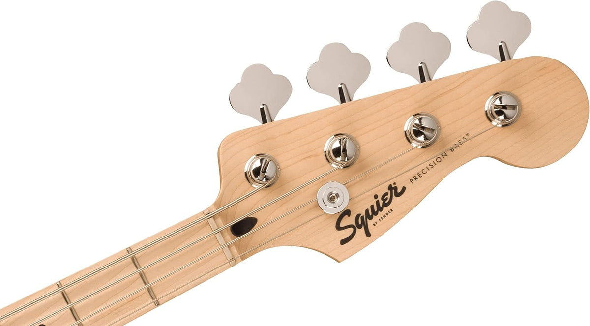 Fender Squier Sonic Precision Bass Guitar, Maple Fingerboard - 2 Color Sunburst Bundle with Tuner, Strap, and Austin Bazaar Instructional DVD