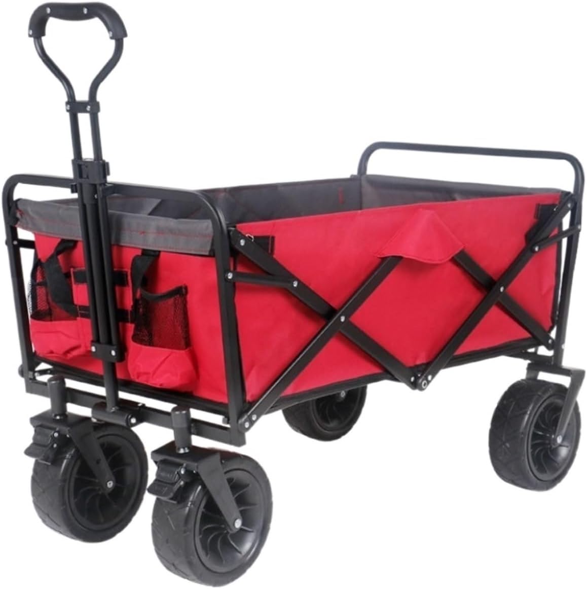 Utility Garden Cart Folding Utility Wagon Cart Collapsible Outdoor Wagon with Wheel Adjustable Handle for Camping Grocery Sports Shopping Camping Wagon (Color : A)