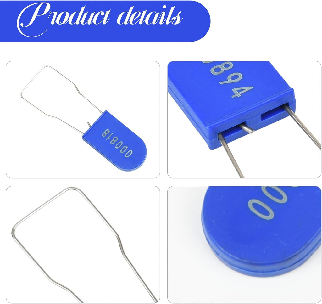 1000pcs Security Metal Wire Padlocks, Plastic Security Seals Disposable Anti-Tamper Tag Locks with Numbered Anti Tamper Tag Hasps (Blue, 1000pcs)