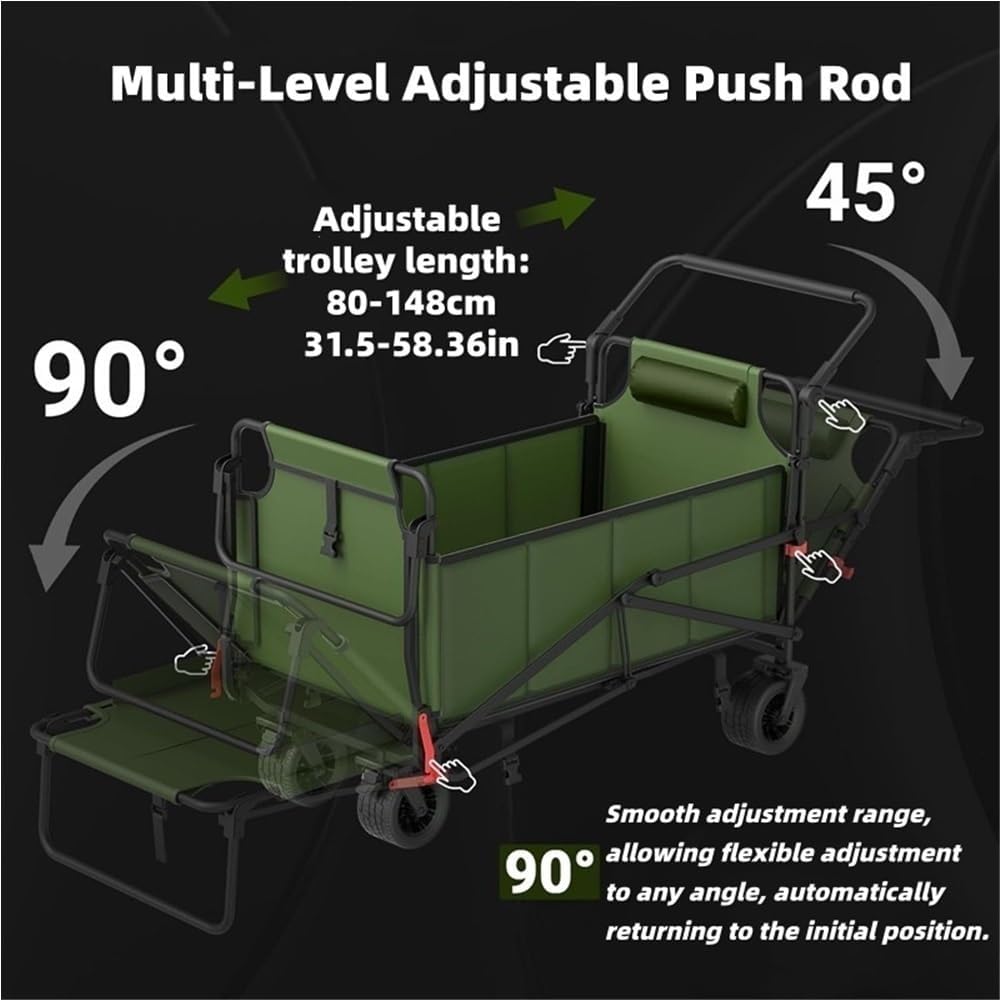 Wagons Carts Foldable, Heavy Duty Wagons, Multifunctional Folding Wagon, Collapsible Wagon with Wheels for Shopping, Sports, Camping(Black)