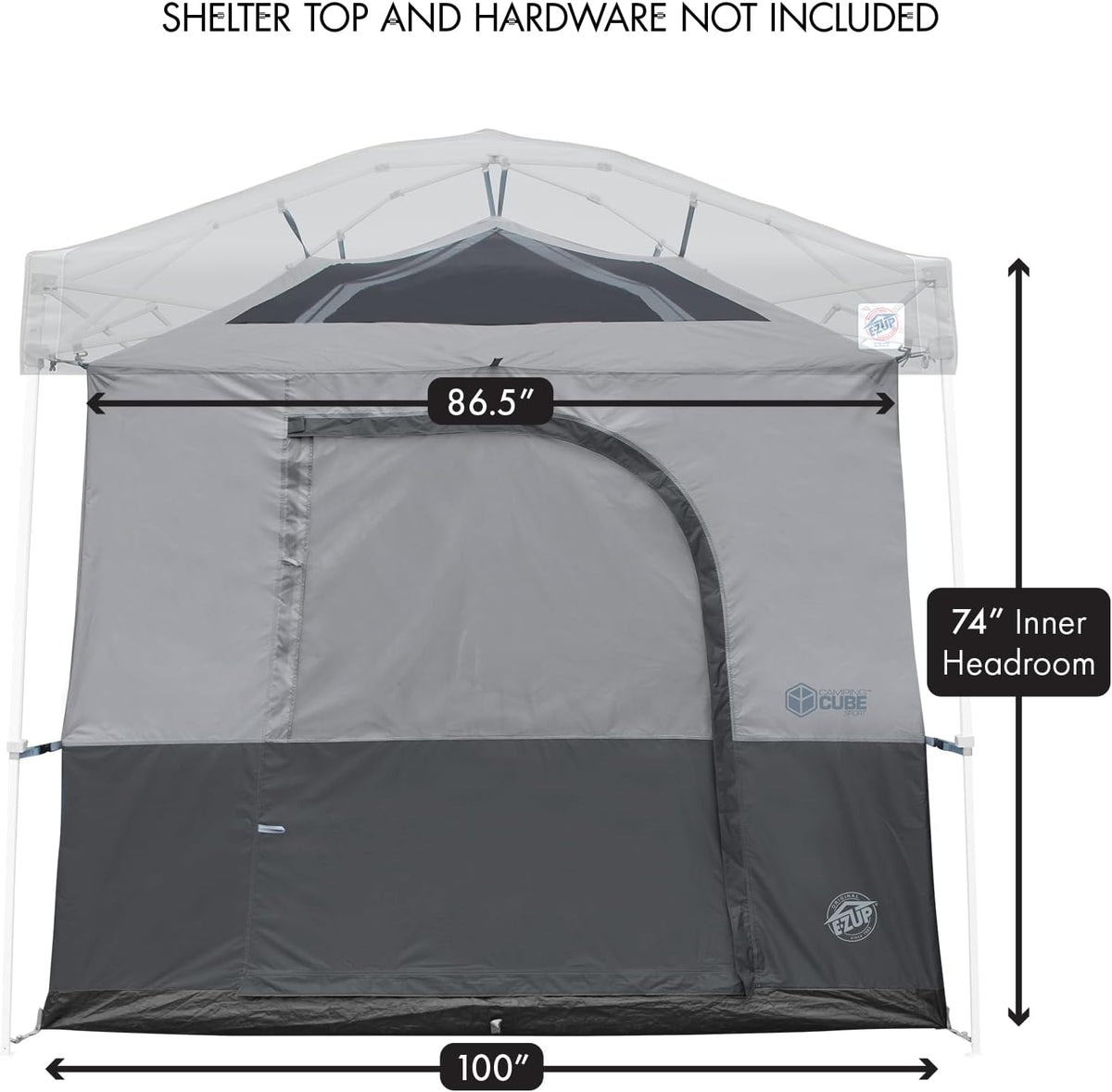 E-Z UP Camping Cube Sport, Converts 10' Angled Leg Canopy into Camping Tent