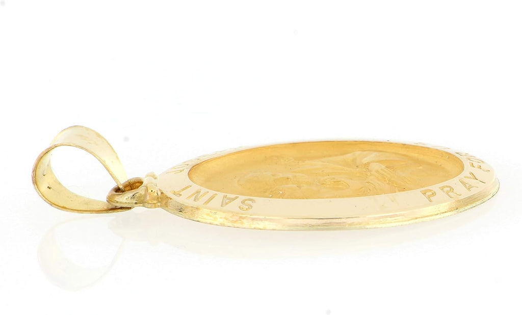 14k Yellow Gold and White Gold Polished Saint Joseph Oval Pendant Medals