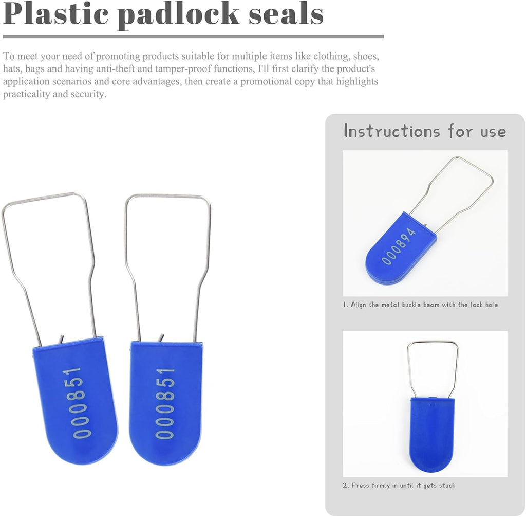 1000pcs Security Metal Wire Padlocks, Plastic Security Seals Disposable Anti-Tamper Tag Locks with Numbered Anti Tamper Tag Hasps (Blue, 1000pcs)
