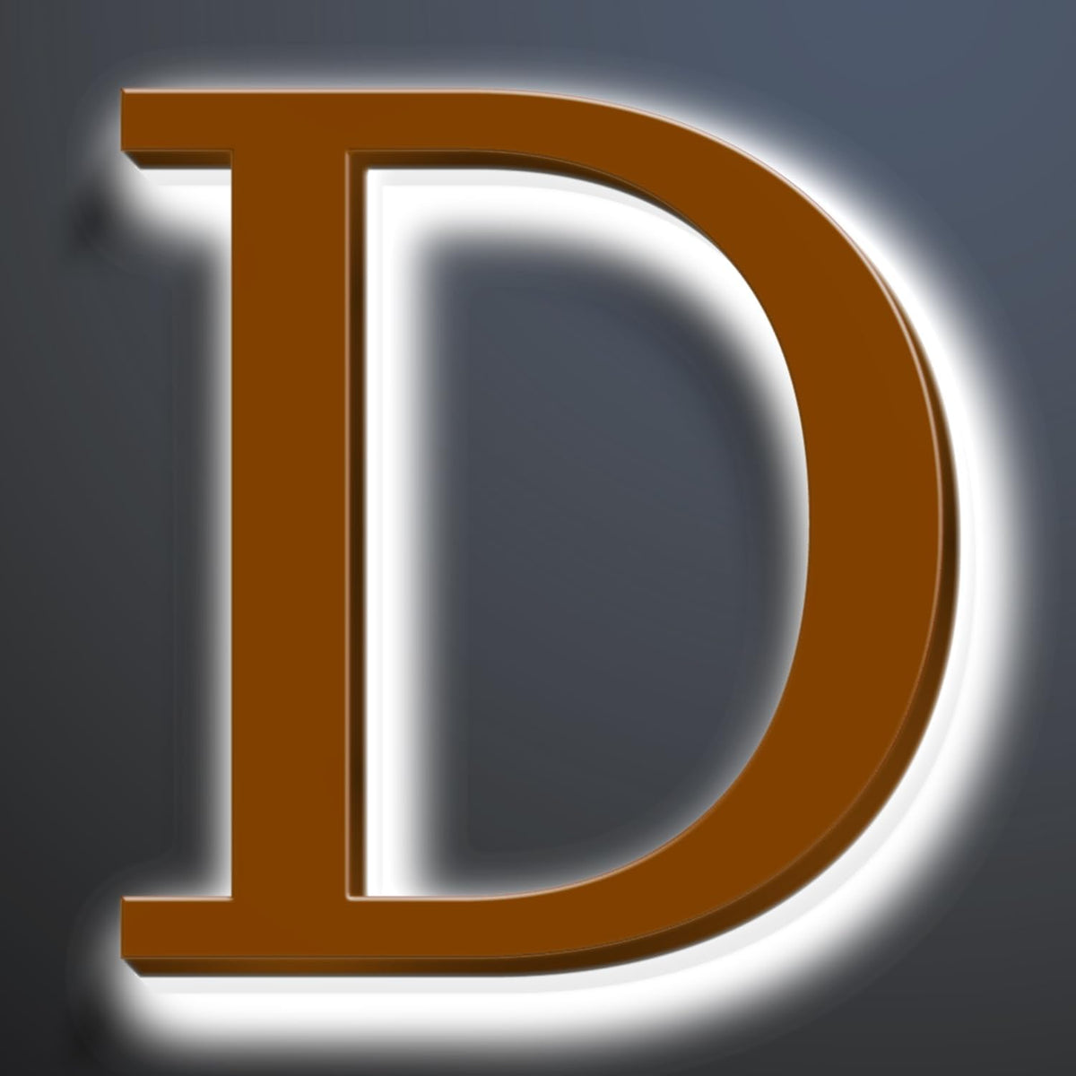 Illuminated Address Sign 16 Inch, Backlit LED Illuminated House Number For Outside, Stainless Steel Lighted Address Numbers, Modern, Trendy Signs, Brown, White Light,D