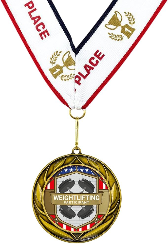 All Quality Wreath Design Weightlifting Medal - 1st, 2nd, 3rd Place