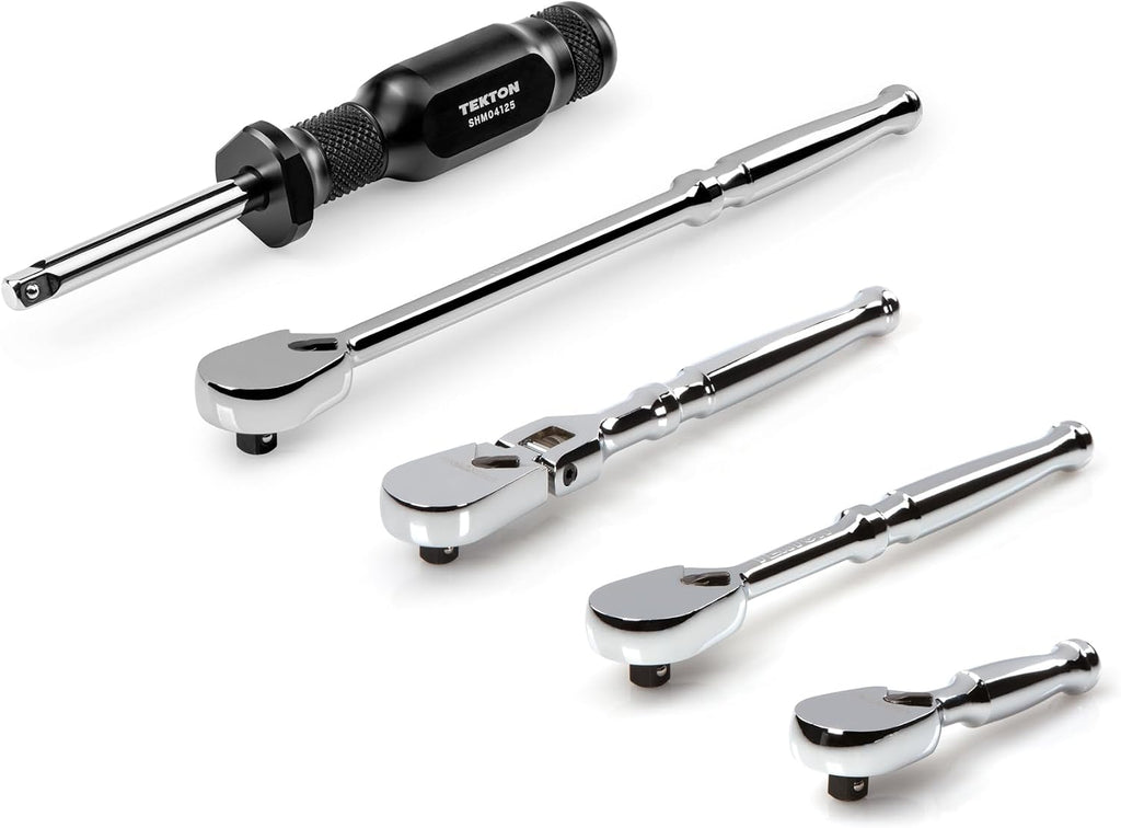 TEKTON 1/4 Inch Drive Non-Quick-Release Ratchet and Spinner Handle Set (5-Piece) | SDR99009