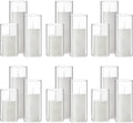 Shihanee 36 Pcs Pillar Candles and Glass Cylinder Vases Tall Cylinder Holders for Pillar Candles Wedding Centerpieces, Total 18 Sets(2.6'' X 4.7'', 5.9'', 7.9'',Clear,White)