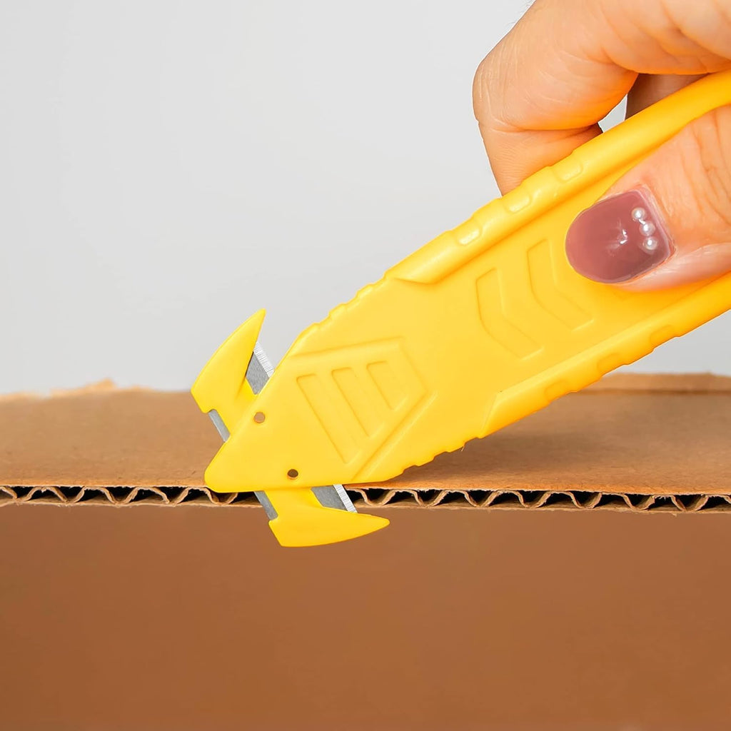 200 Pcs Safety Knife Box Cutter T TOVIA Utility Cutter and Package Opener with Recessed Concealed Stainless Steel Blade for Household, Warehouse, Workshop