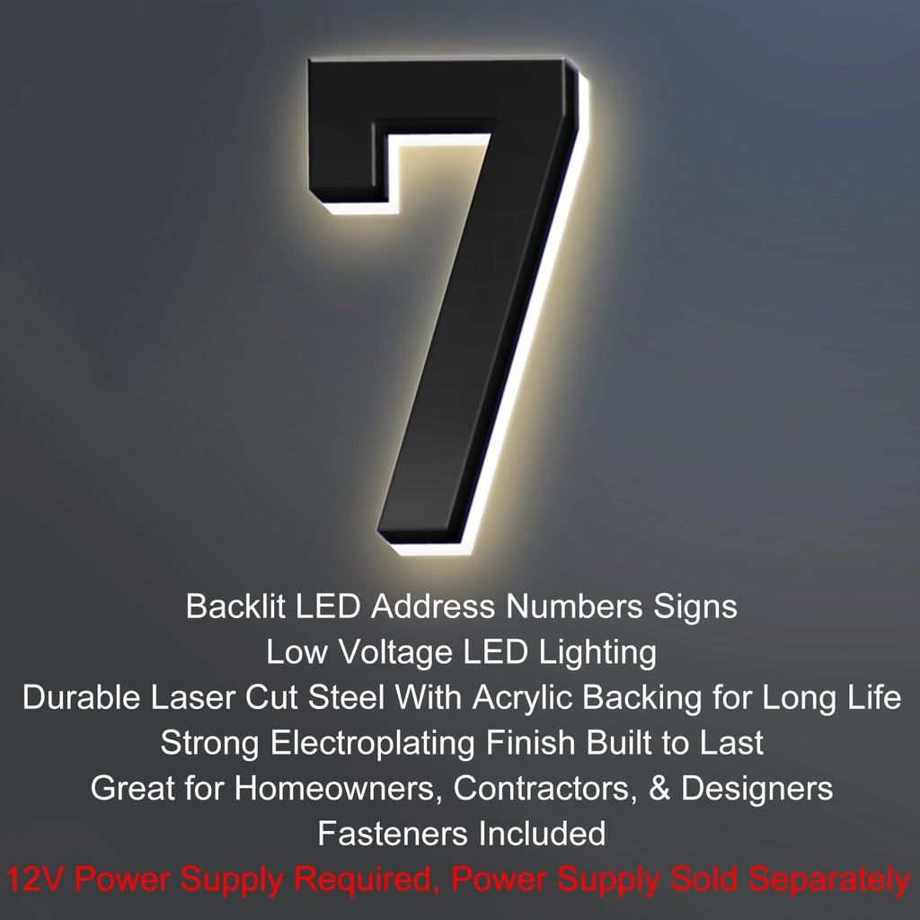 18 Inch Backlit LED Illuminated Home Address Numbers Modern Lighted Up House Numbers Stainless Steel Hand-Polished Waterproof For House Address Signs,X