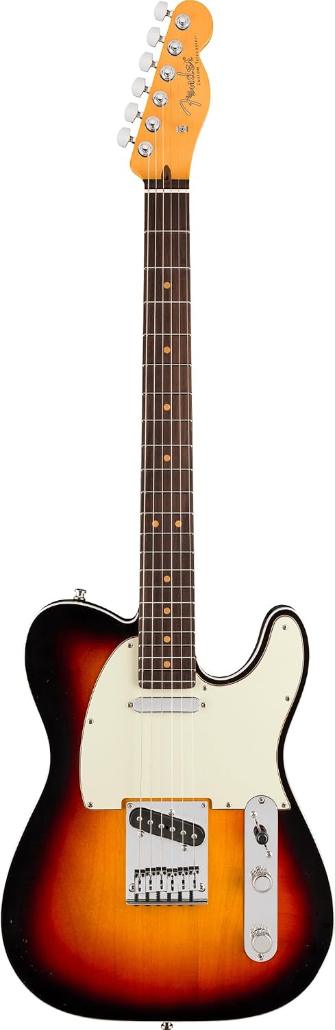Fender American Ultra Luxe Vintage '60s Telecaster Custom, Rosewood Fingerboard - 3-Color Sunburst Bundle with Case, Hat, Strap, Cable, and Guitar Cleaning Kit