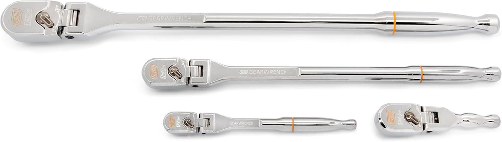 GEARWRENCH 4 Piece 1/4', 3/8', and 1/2' Drive 120XP Full Polish Flex Handle Teardrop Ratchet Set | 81230XP