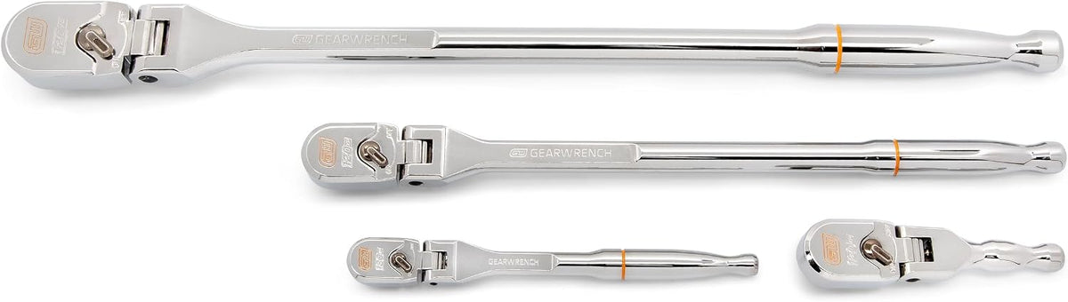 GEARWRENCH 4 Piece 1/4', 3/8', and 1/2' Drive 120XP Full Polish Flex Handle Teardrop Ratchet Set | 81230XP