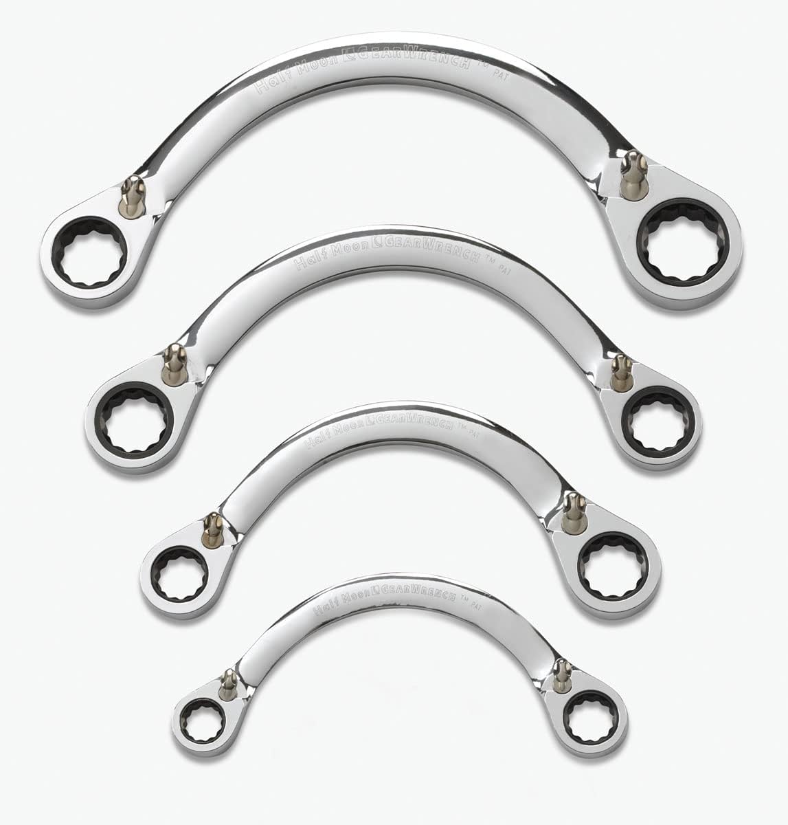 GEARWRENCH 4 Pc. 12 Pt. Reversible Half Moon Double Box Ratcheting Wrench Set, SAE - 9840D