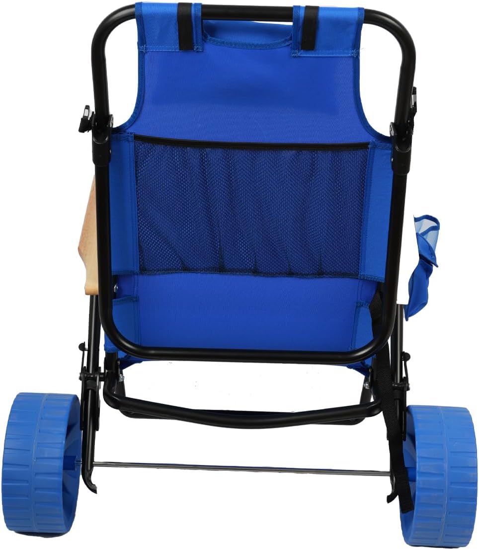 Beach Cart Chairs with Wheels 2 in 1 Foldable Beach Lounge Chair with Integrated Wagon Pull Cart Perfect for Backyard Pool or Picnic