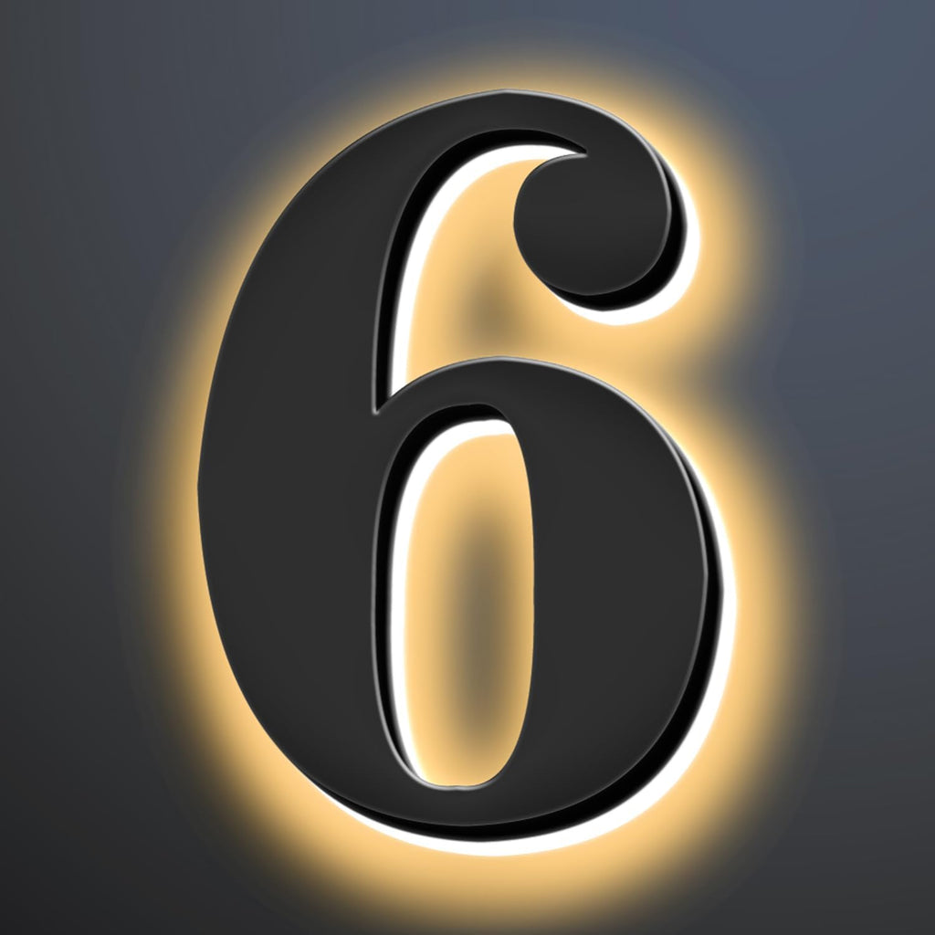 Backlit Illuminated LED Home Address Numbers 18 Inch, Modern Lighted Up Address Signs Make A Statement, Large Stainlesss Steels House Numbers With LED Lights,6