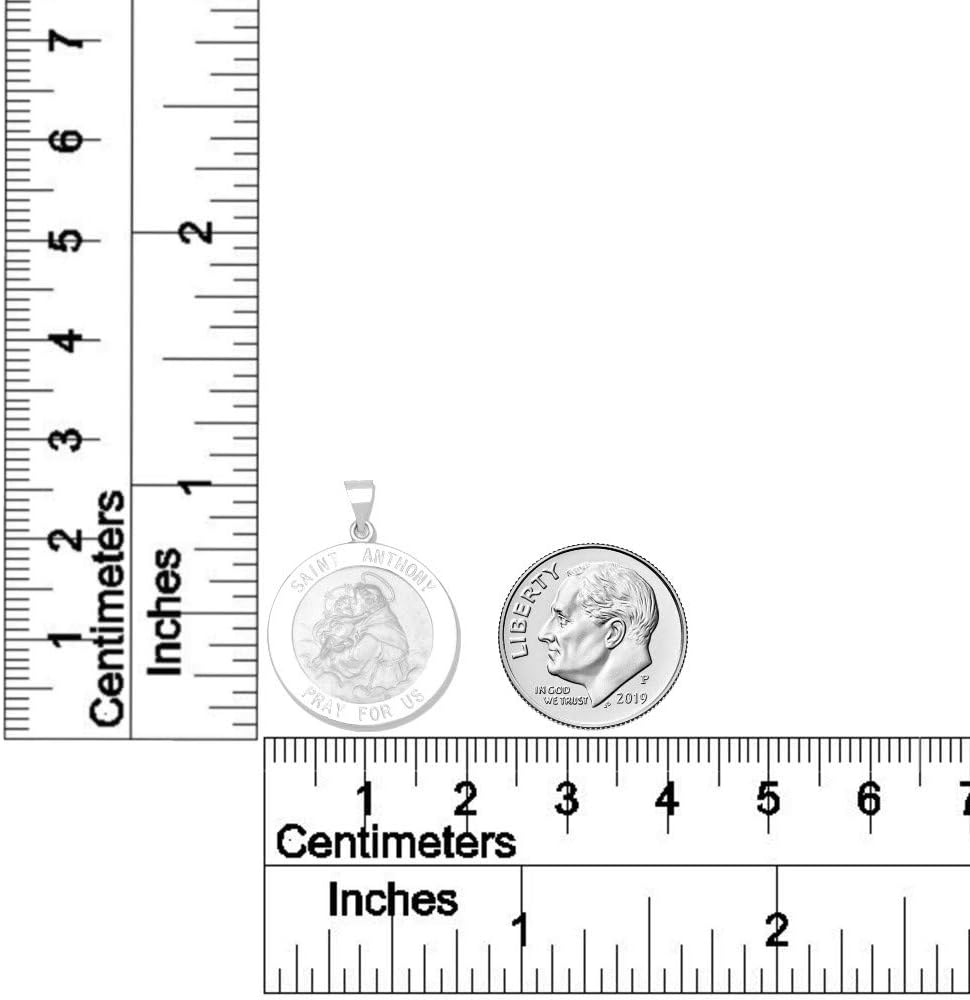 14k Yellow Gold and White Gold Polished Saint Anthony Round Pendant Medals