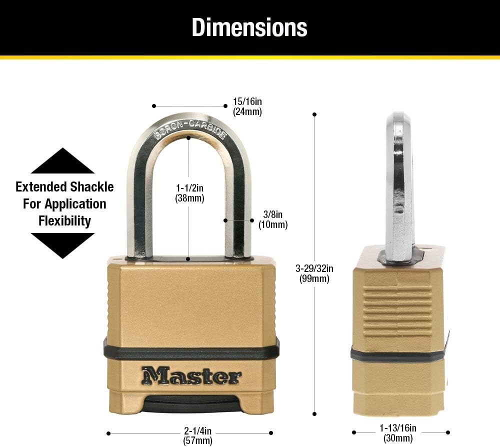 Master Lock Combination Lock, Heavy Duty Weatherproof Padlock, Resettable for Outdoor Use, Brass Finish, M175XDLF (Pack of 6)