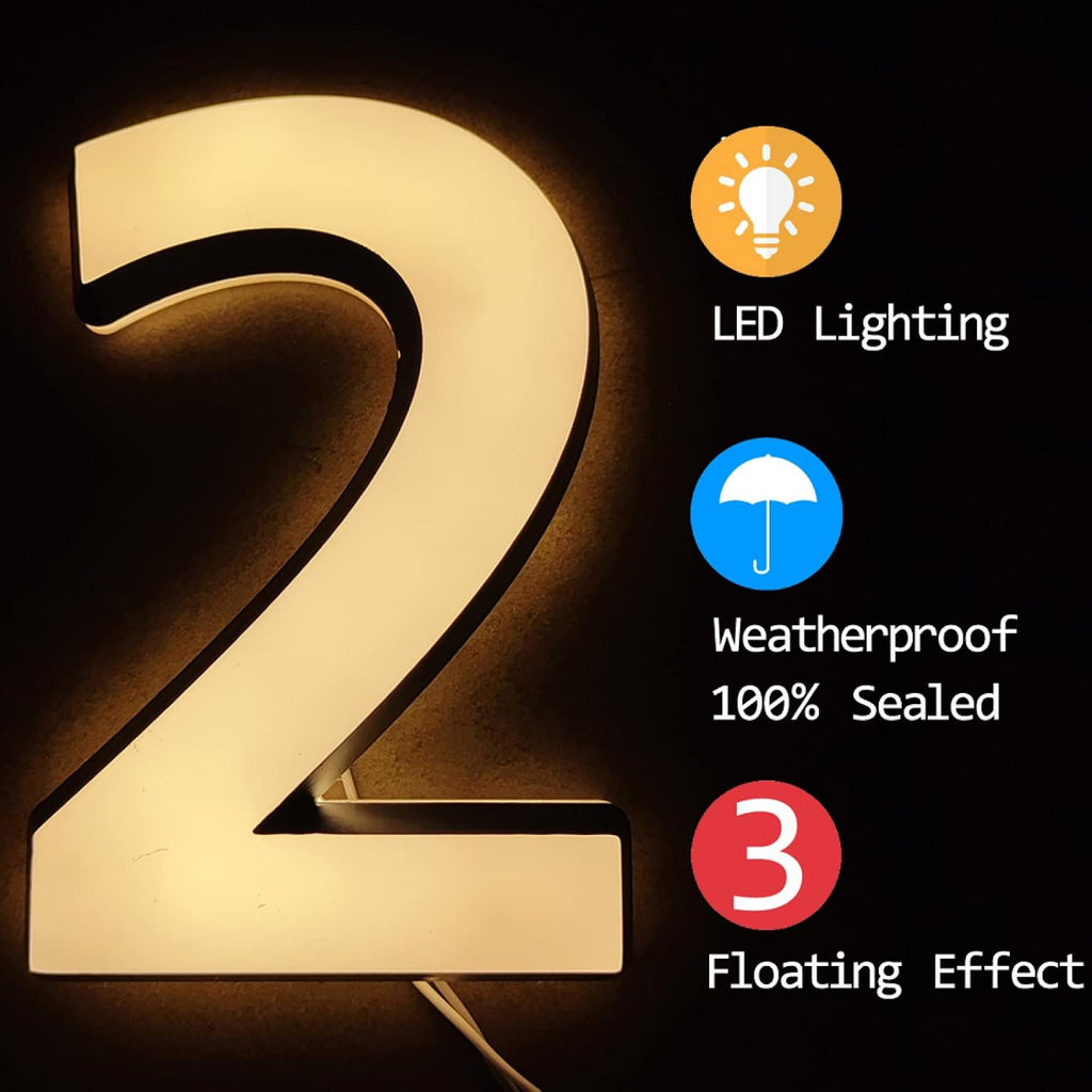 LED Address Number, Acrylic Backlit LED 3D Floating House Number, Lighted House Numbers, Illuminate LED Address Numbers For Outside, Street.,14 Inch,J