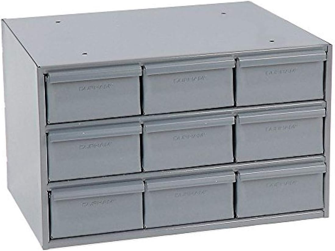 Durham 004-95 Gray Cold Rolled Steel Vertical Storage Cabinet, 17-1/4' Width x 10-7/8' Height x 11-5/8' Depth, 9 Drawer