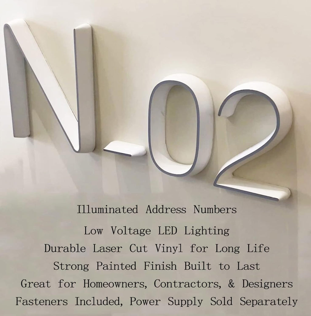 14' Modern Illuminated Address Numbers Signs For House, Stainless Steel Hand-Polished For House Address Signs, Waterproof Lighted House Numbers For Outside,0