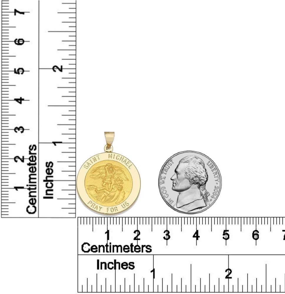 RP 14k Yellow Gold and White Gold Polished Saint Michael Pendant Medals