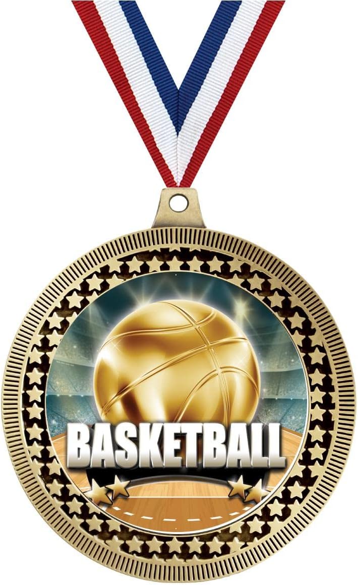 Crown Awards 2.75' Basketball Titan Series Award Medal, Gold Vega Basketball Titan Series Team Trophy Award Includes Free Neck Ribbon