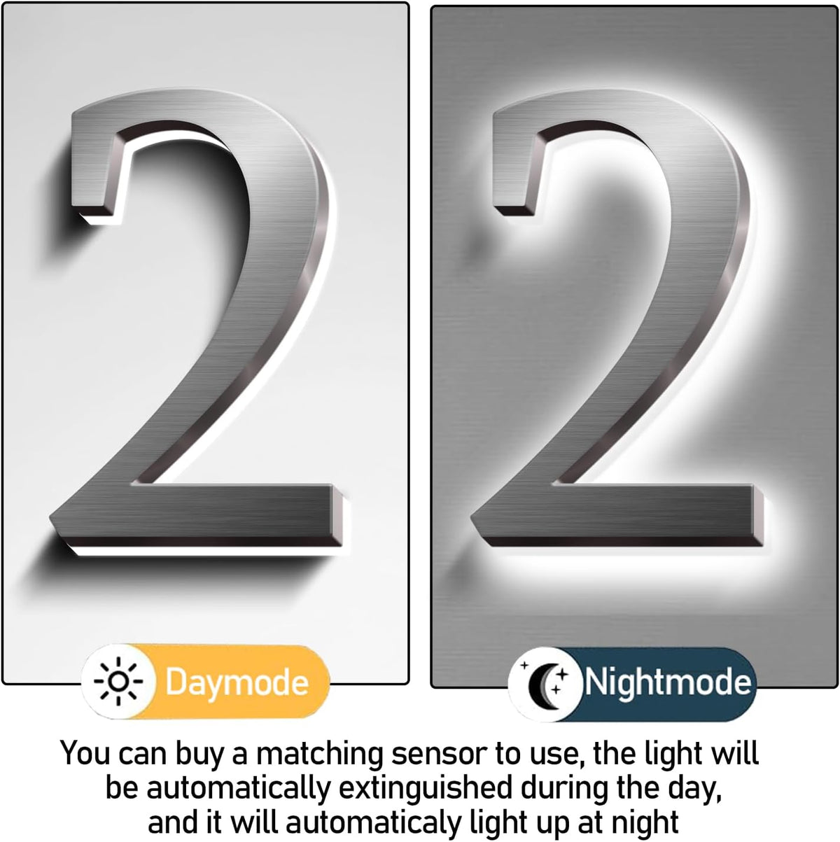 Backlit LED Illuminated House Address Numbers 20', Lighted House Numbers For A Safe And Modern, Large Modern Illuminated Address Numbers For Outside Street Yard,9
