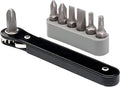 NEIKO 03044A 1/4-Inch Drive Mini Ratchet Screwdriver Set, 8 Pc, Cr-V Steel, Tight Reach, 90 Degree Screwdriver, Low Profile, Close Quarter, Right Angle Offset, Short Phillips, Slotted (Pack of 100)