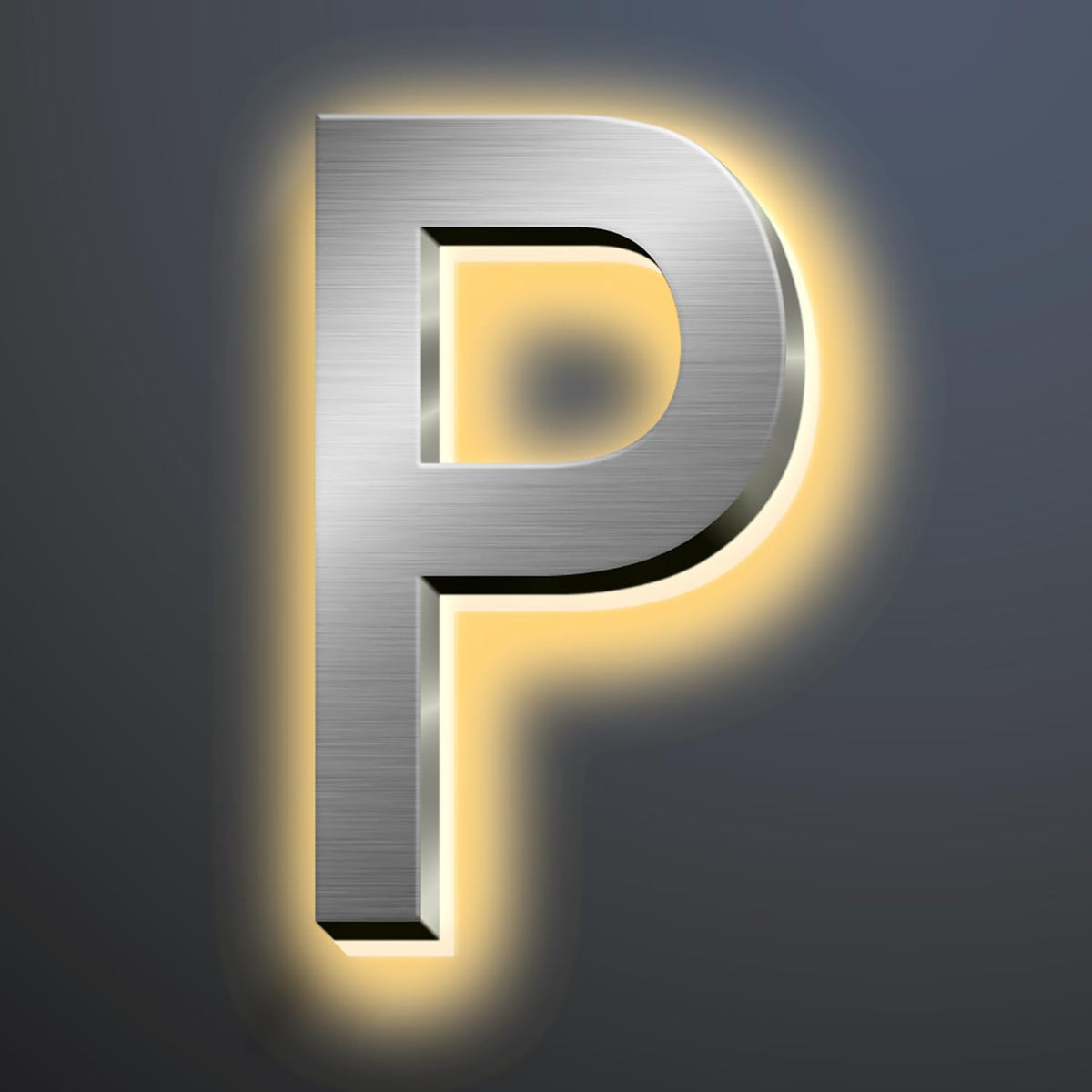 Backlit Illuminated LED House Numbers For Outside 16 Inch, Lighted Address Signs For House, Large Modern Illuminated Address Number, Brushed Silver, Warm White Light,P