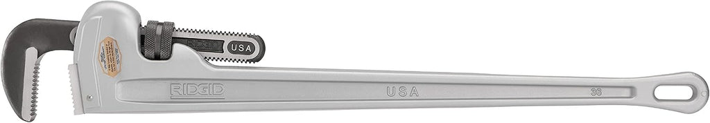 RIDGID 31110 Model 836 36' Aluminum Straight Pipe Wrench with 5' Pipe Capacity, 40% Lighter Aluminum Straight Plumbing Wrench with I-Beam Handle