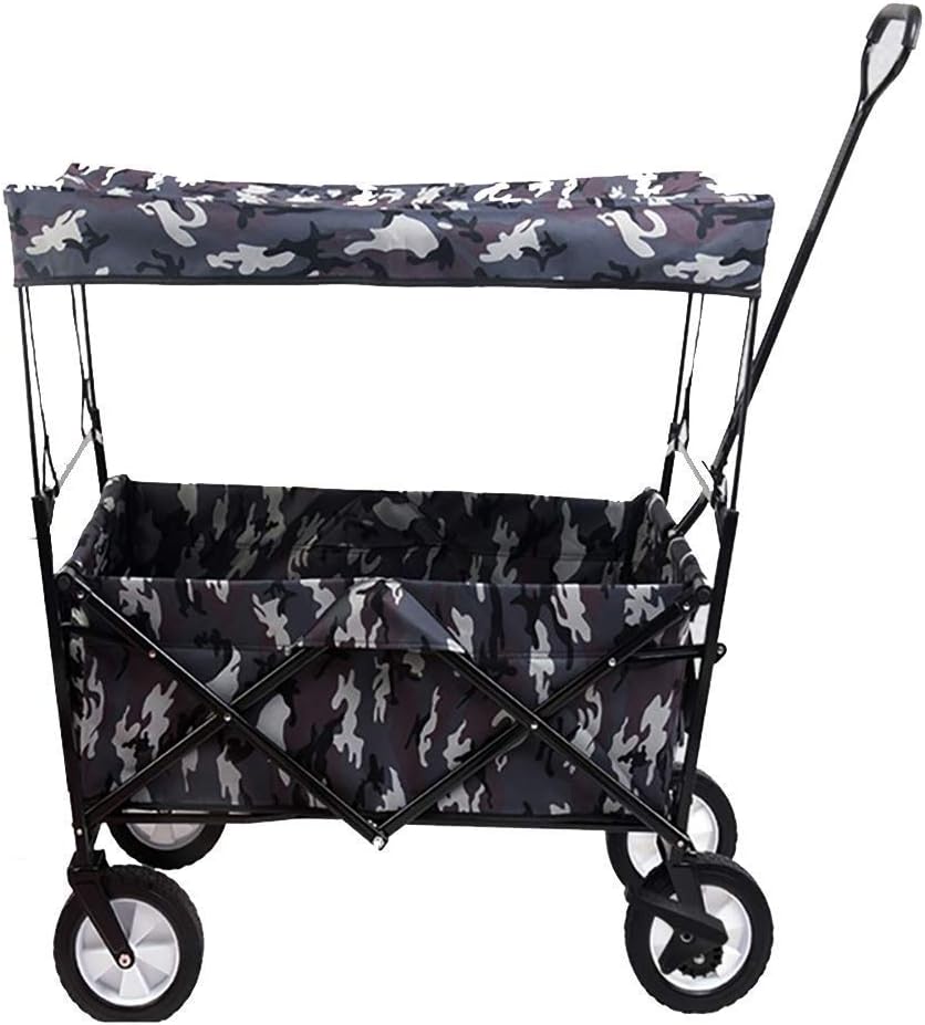 Trolley Foldable Multi-Purpose Travel Sports Outdoor Trolley with a Canopy Large Capacity of 80KG and a Tiltable Handle Used for Shopping in Various Places (A)