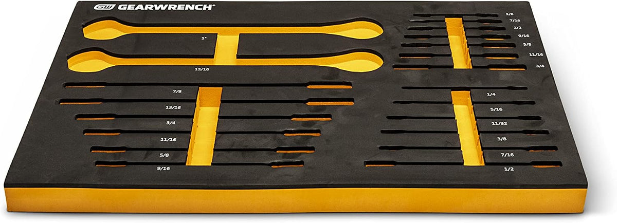 GEARWRENCH 21 Piece 72T SAE Standard & Stubby Ratcheting Wrench Set with EVA Foam Tray - 86526