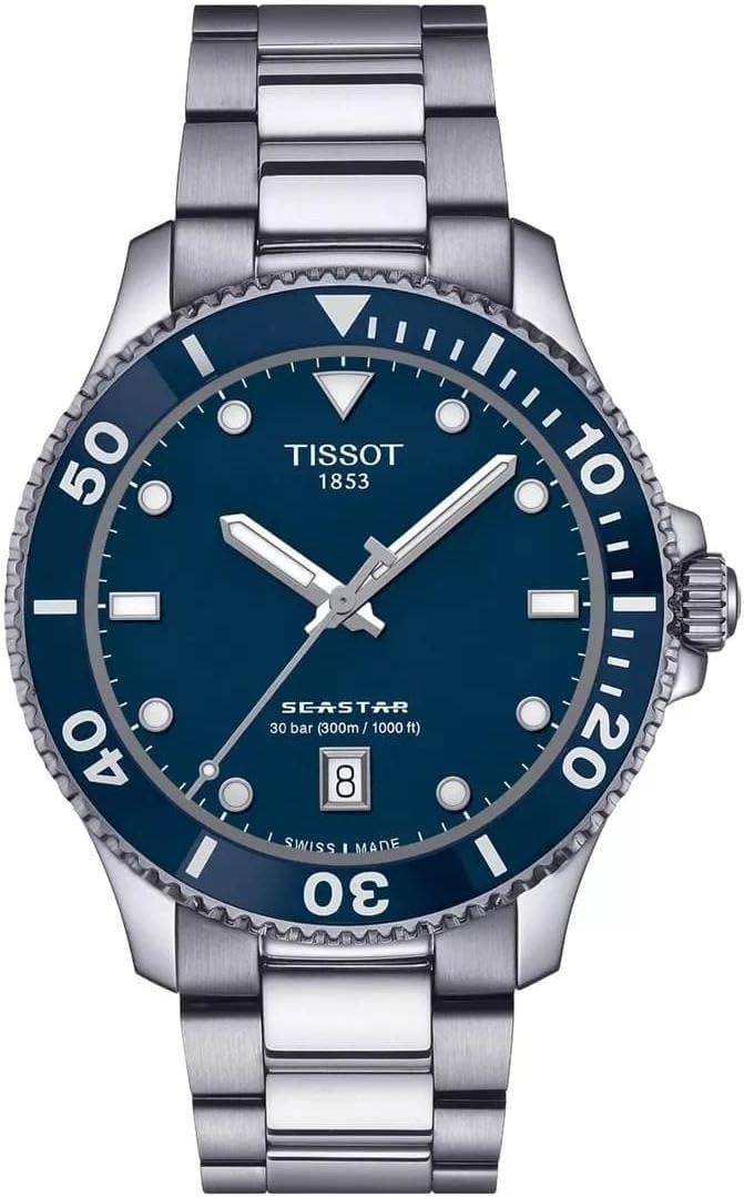 Tissot Unisex Tissot Seastar 1000 40mm 316L Stainless Steel case Quartz Watches, Grey, Stainless Steel, 20 (T1204101104100)