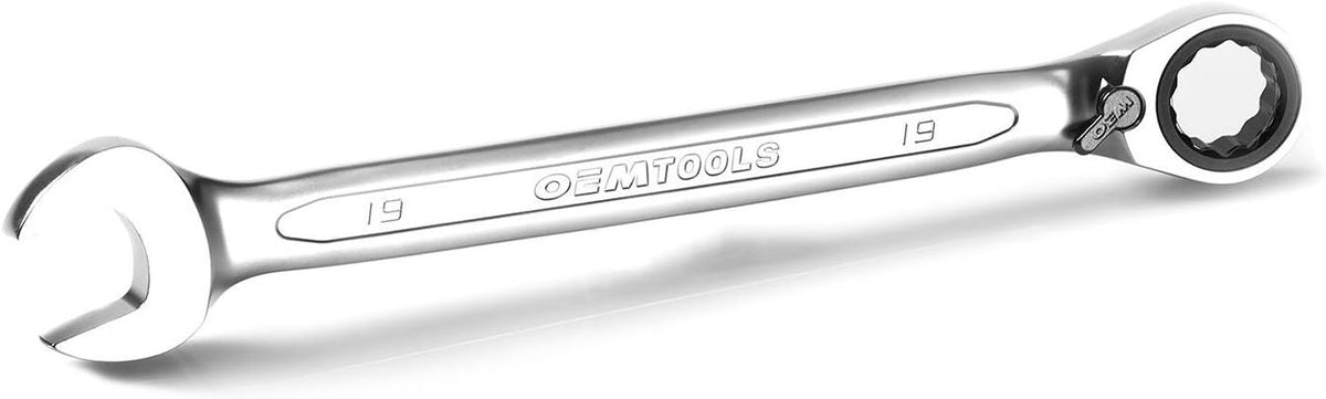 OEMTOOLS 23988 12PC Reversible Metric Ratcheting Wrench Set, Posi-Grip Ratchet Wrench Set, Metric Wrench Set 8-19 mm, Cr-V Ratchet Wrenches, EVA Storage Case Wrench Organizer
