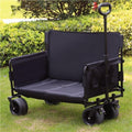 2 in 1 Rolling Wagon with Seats, Foldable Wagon with Wheels, Utility Grocery Cart for Camping, Beach, Sports, Garden(Beige)