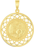 Jewelry America 14k Yellow Gold Religious Baptism Christening On Round Open Ornate Medal Pendant (1')