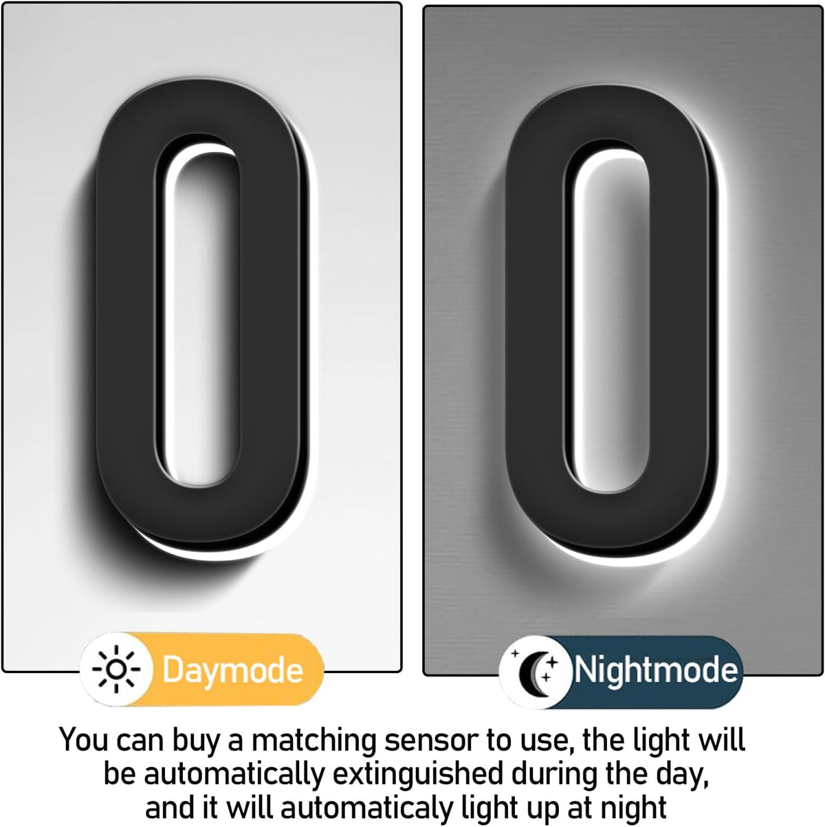 Backlit LED Illuminated House Numbers For Outside, Modern Lighted Home Address Numbers For Outdoor, Waterproof Stainless Steel Lighted House Numbers Signs,16 Inch/400mm,7