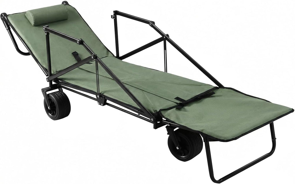 2-in-1 Foldable Wagons Carts 440lbs Capacity Folding Wagon with All-Terrain Wheels for Sports Garden Shopping Camping