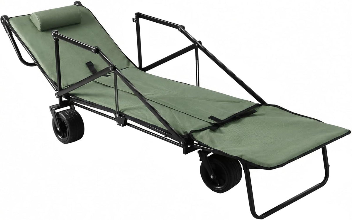 2-in-1 Foldable Wagons Carts 440lbs Capacity Folding Wagon with All-Terrain Wheels for Sports Garden Shopping Camping